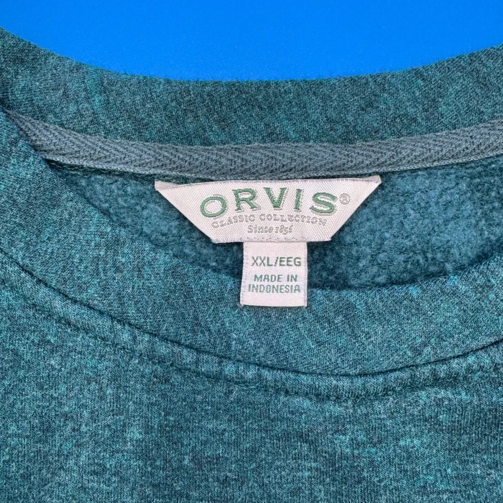 ORVIS Classic‎ Collection Crewneck Sweatshirt Pullover Teal Heathered XXL